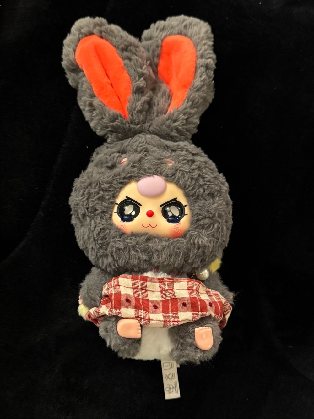 Gray and Orange Bunny Plush Small Pet Toy - Cute Bunny Design